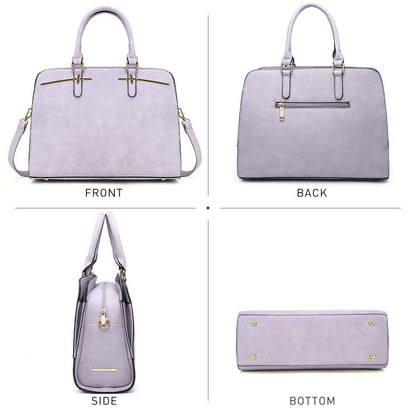 Gold-Tone Hardware Vegan Leather Textured Handbag with Matching Wallet l Dasein - Dasein Bags