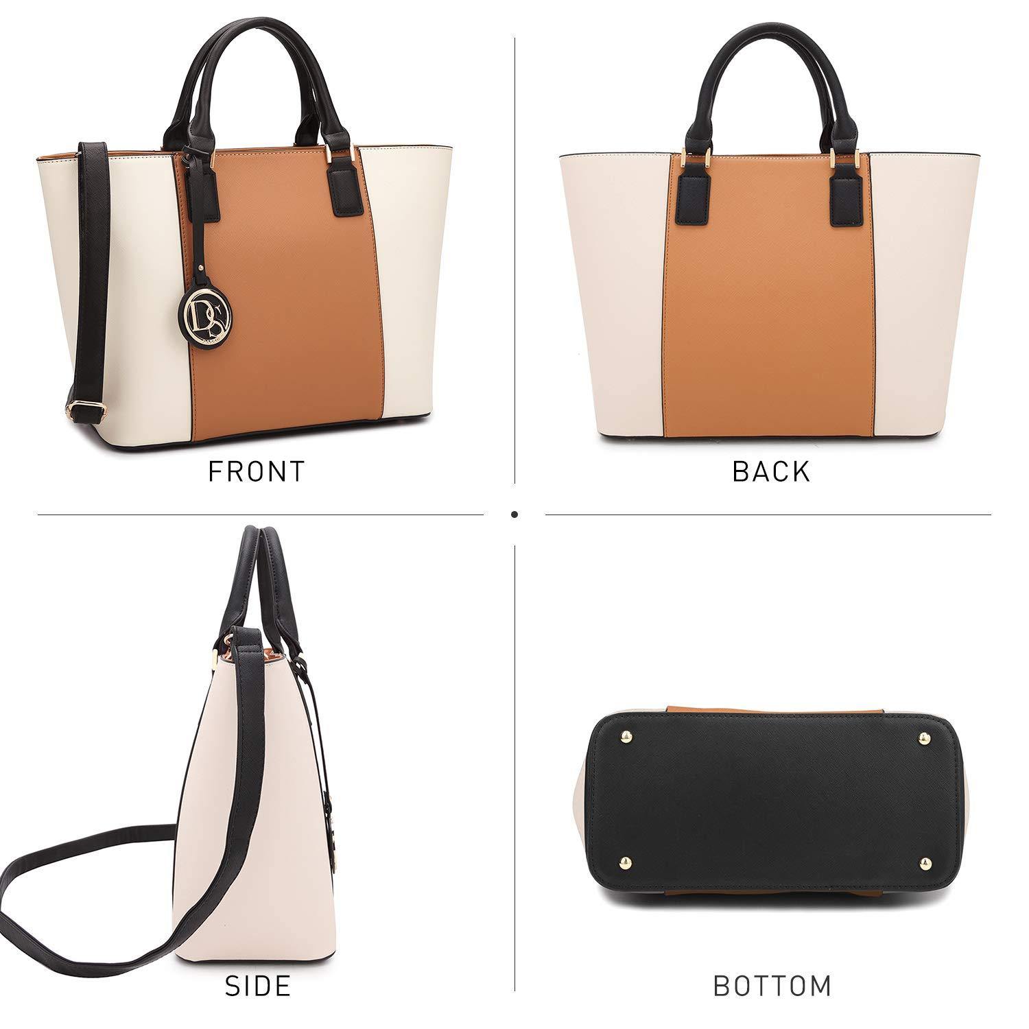 Fashion Stitching Color Large Tote Bag with Matching Wallet l Dasein - Dasein Bags