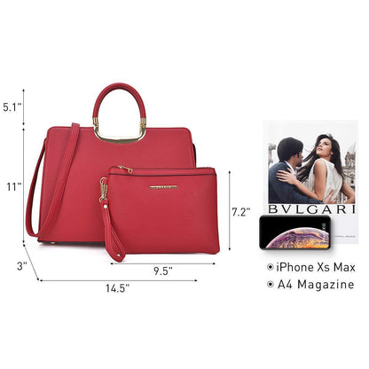 Pebble Texture Handbag with Matching Wristlet - Dasein Bags