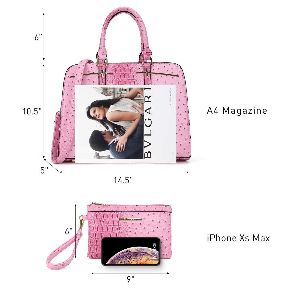 Fashion Embossed Pattern Two Tone Handbag with Matching Wallet l Dasein - Dasein Bags