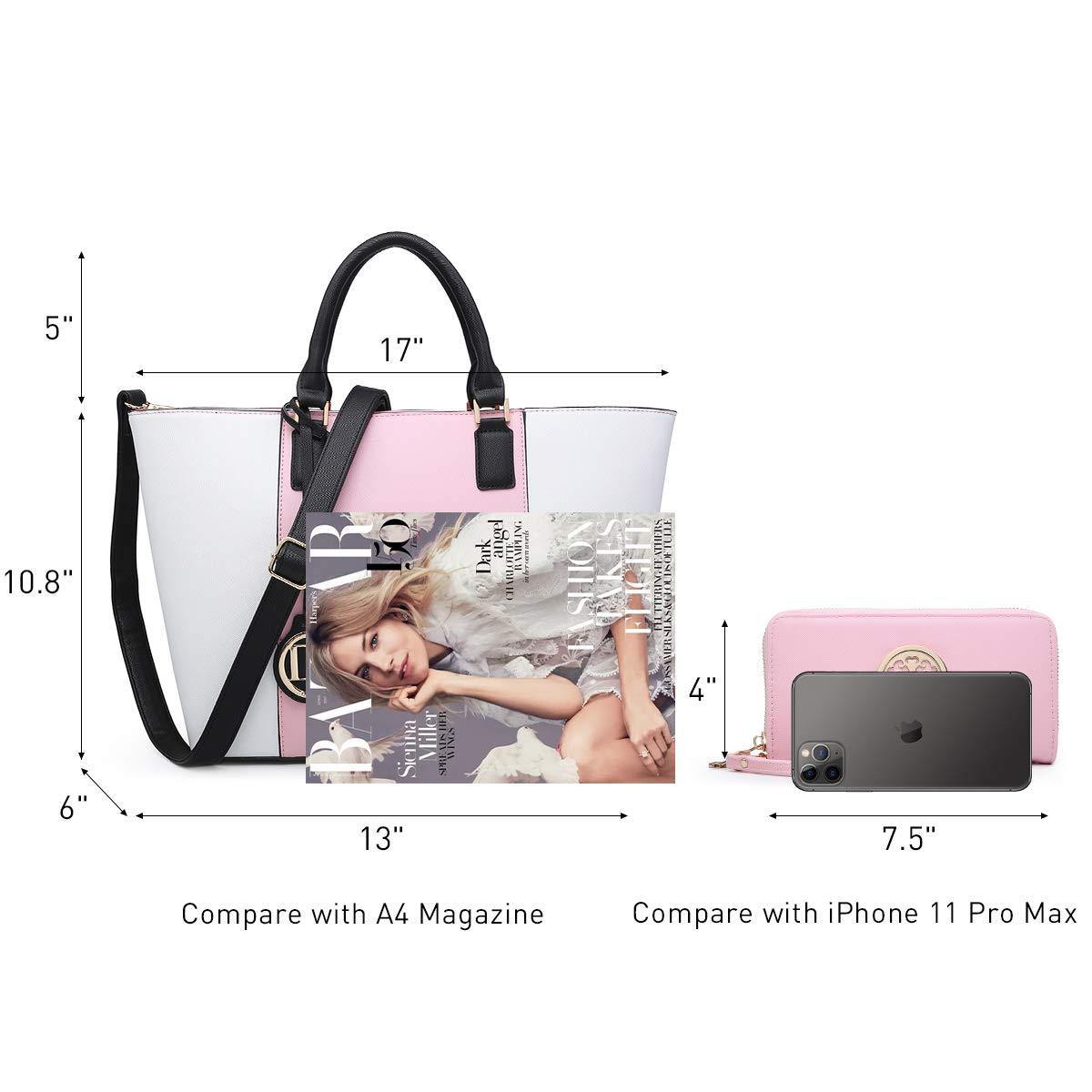 Fashion Stitching Color Large Tote Bag with Matching Wallet l Dasein - Dasein Bags