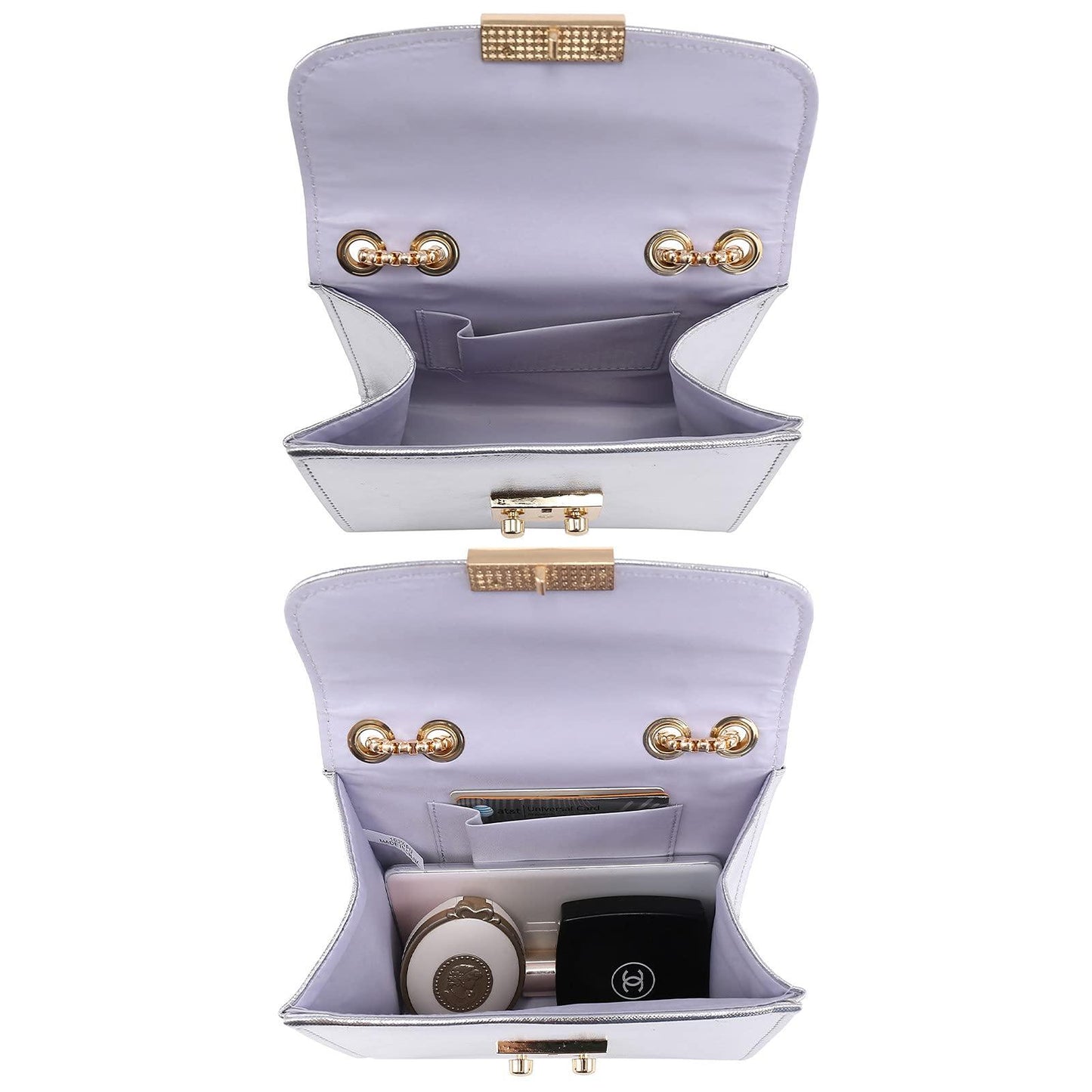 Push Lock Lightweight Vegan Leather Crossbody Bag With Chain Strap By Dasein - Dasein Bags