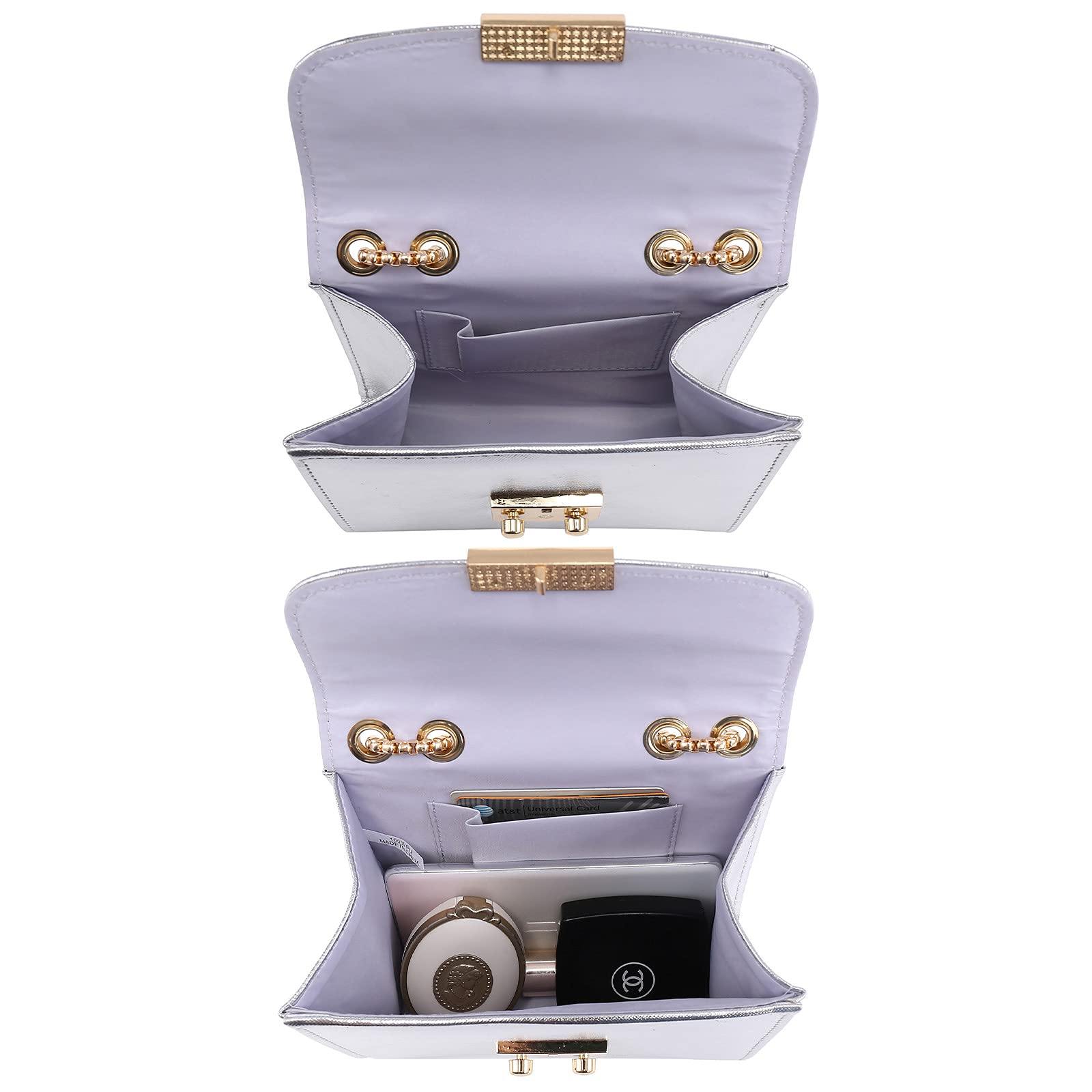 Push Lock Lightweight Vegan Leather Crossbody Bag With Chain Strap By Dasein - Dasein Bags