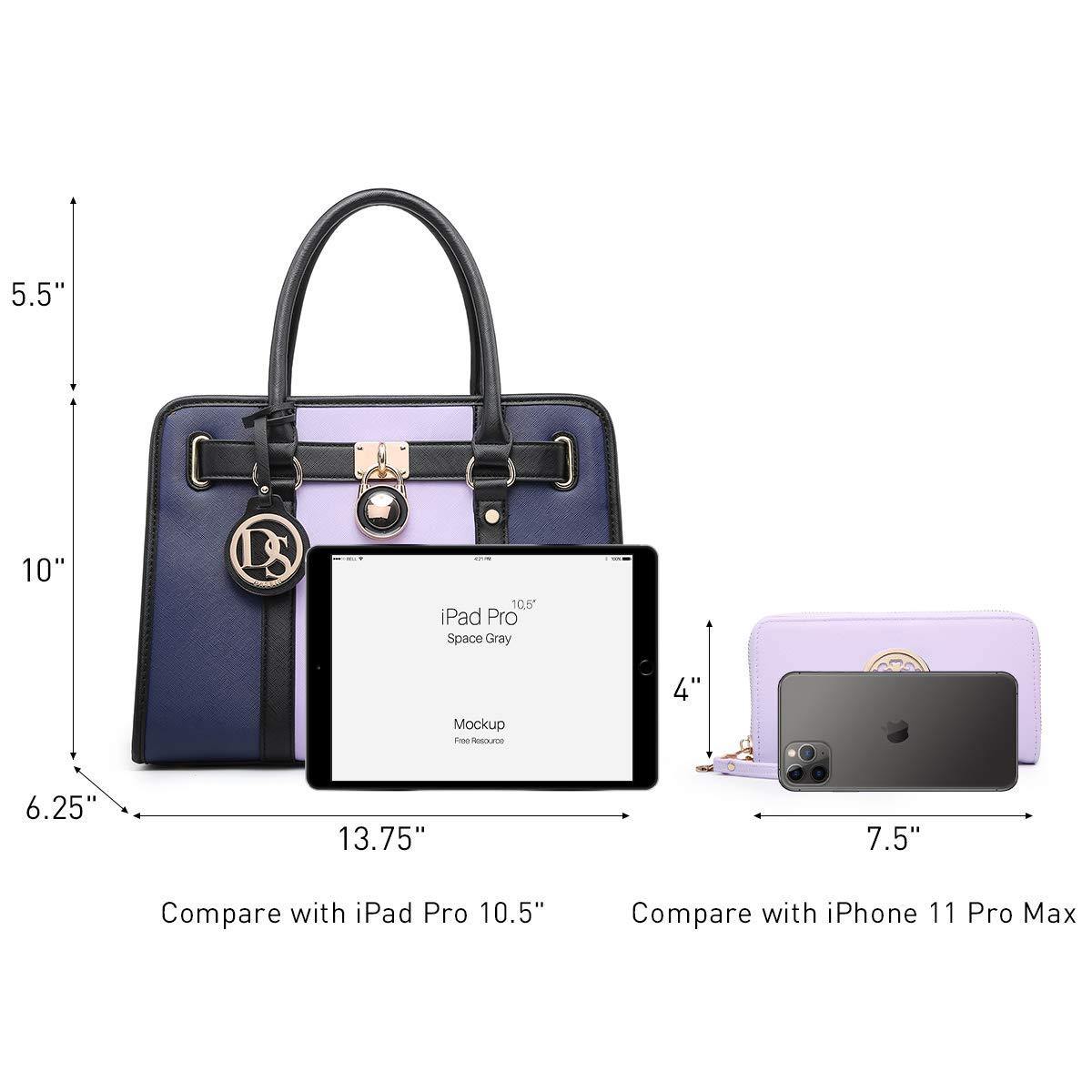 Two Tone Satchel Top Handle Bags Work Tote with Matching Wallet l Dasein - Dasein Bags