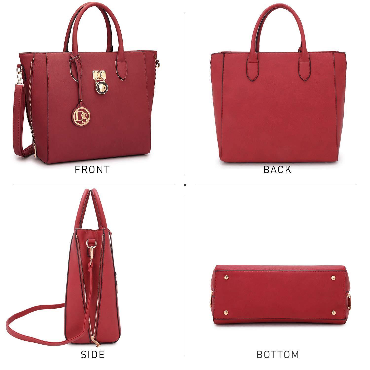 Solid-Color Emblem Tote Handbag - Dasein Bags