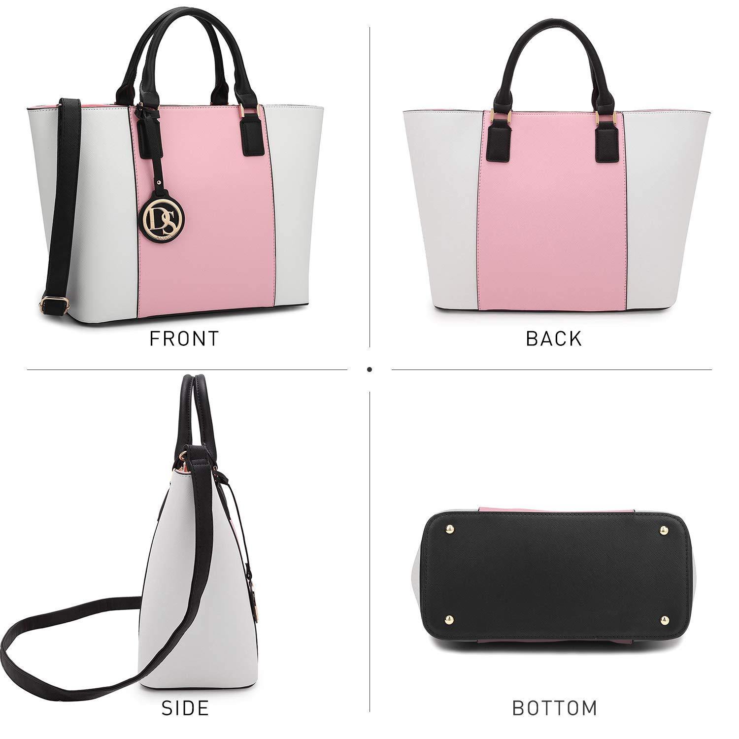 Fashion Stitching Color Large Tote Bag with Matching Wallet l Dasein - Dasein Bags