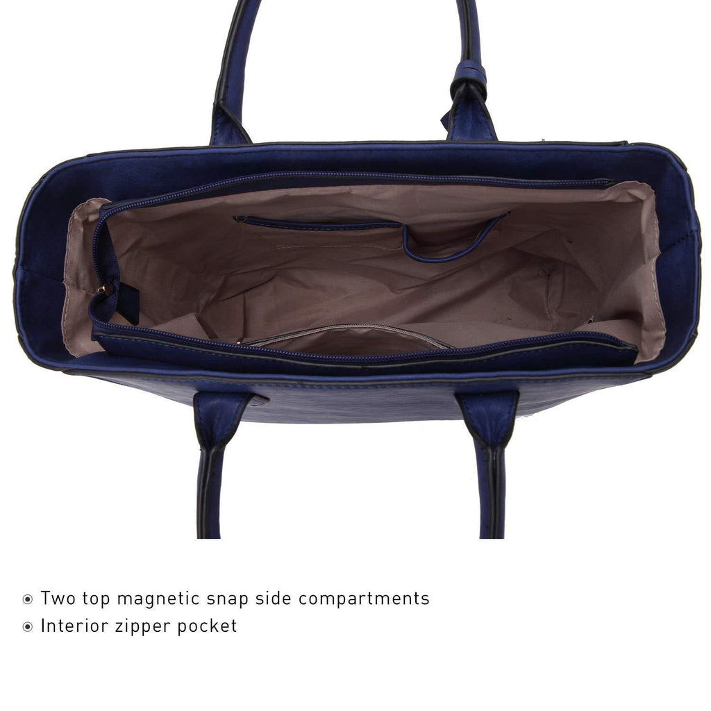 Solid-Color Emblem Tote Handbag - Dasein Bags