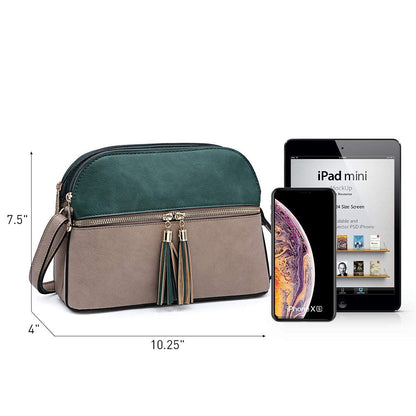Two-Tone Tassel Crossbody Bag - Dasein Bags