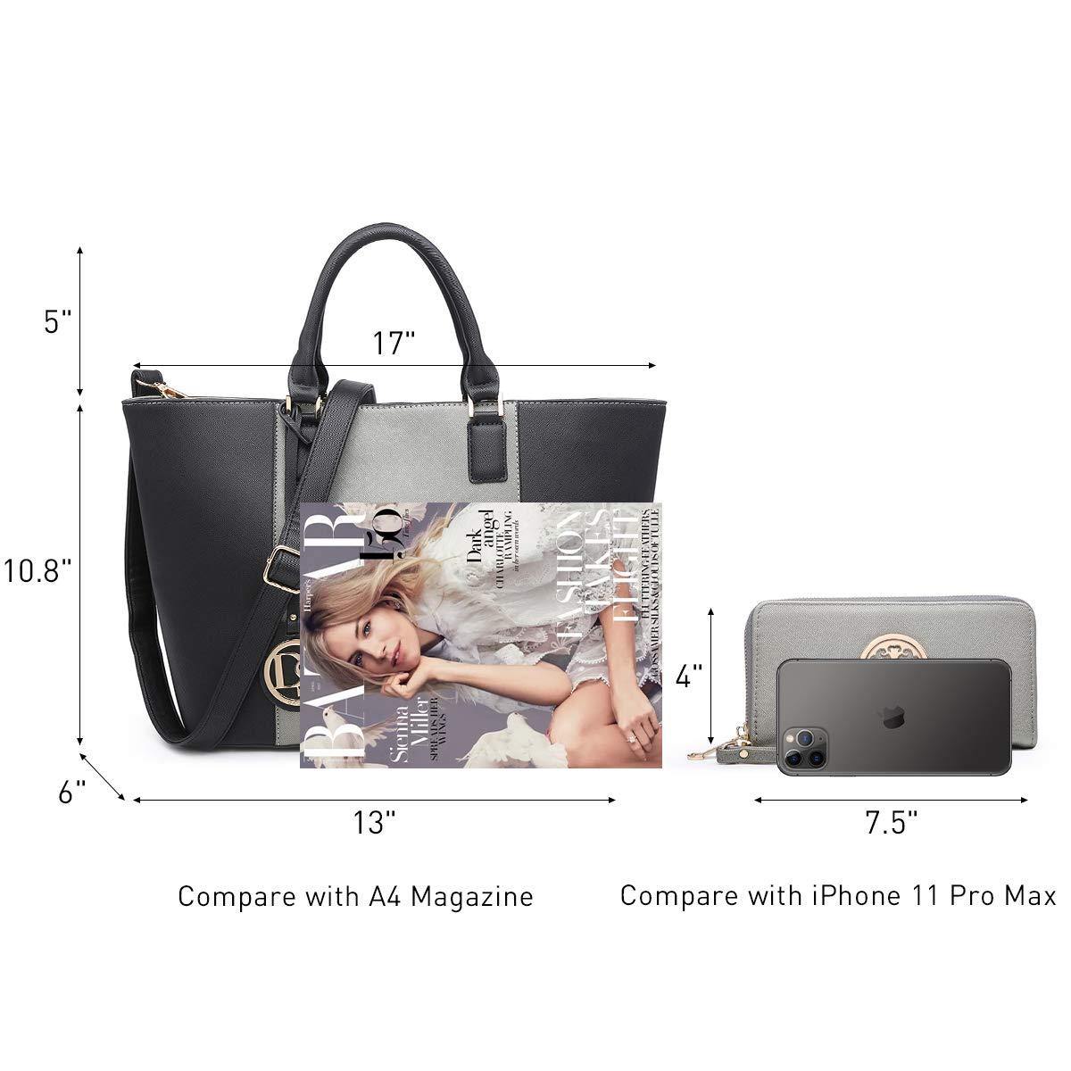 Fashion Stitching Color Large Tote Bag with Matching Wallet l Dasein - Dasein Bags