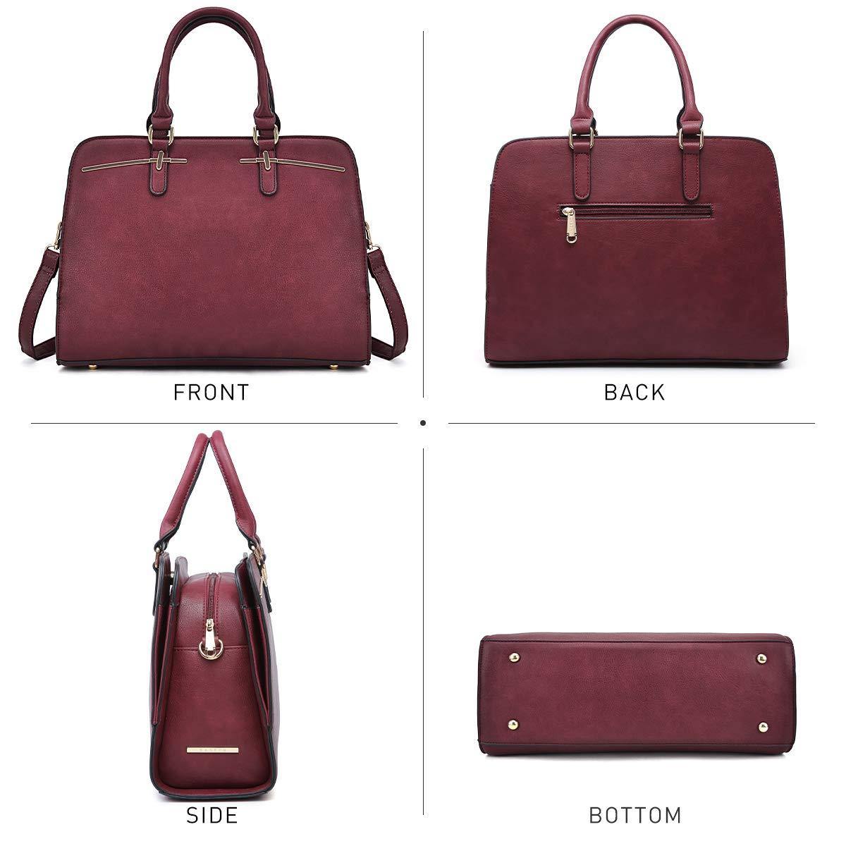 Gold-Tone Hardware Vegan Leather Textured Handbag with Matching Wallet l Dasein - Dasein Bags