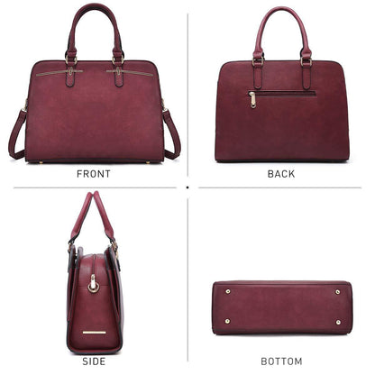 Gold-Tone Hardware Vegan Leather Textured Handbag with Matching Wallet l Dasein - Dasein Bags