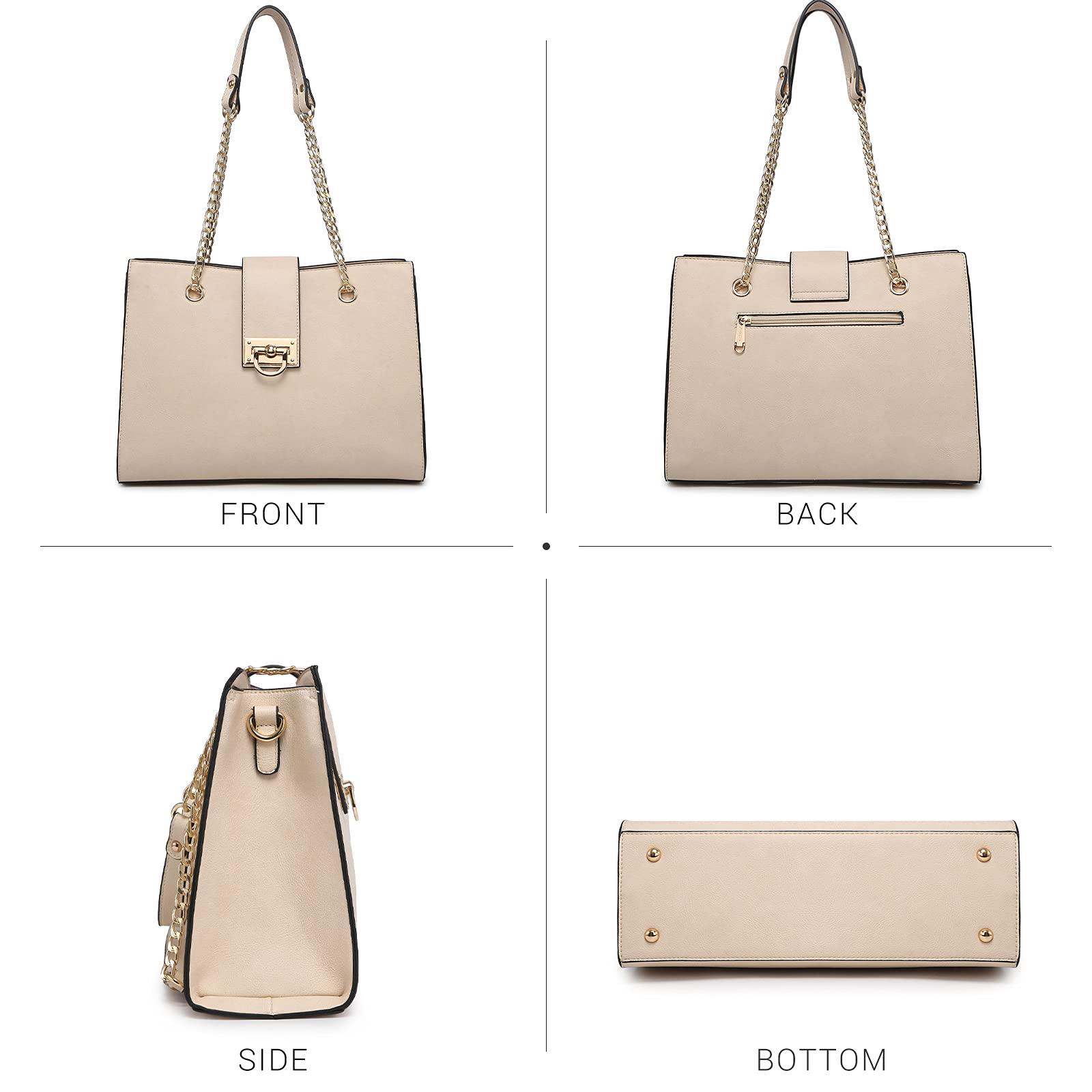 Women Fashion Chain Fashion Belt lock Tote Bags With Matching Clutch Dasein - Dasein Bags