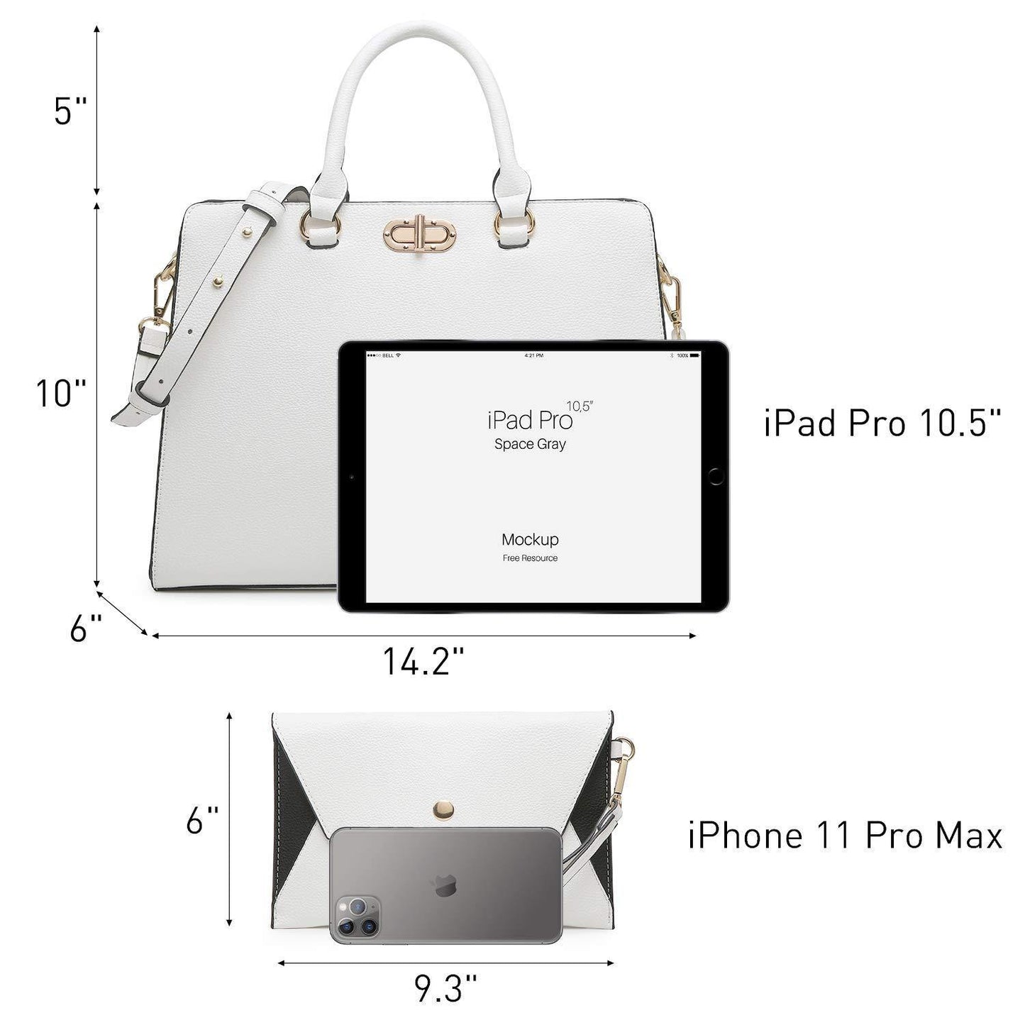 Twist Lock Handbag with Matching Wristlet - Dasein Bags