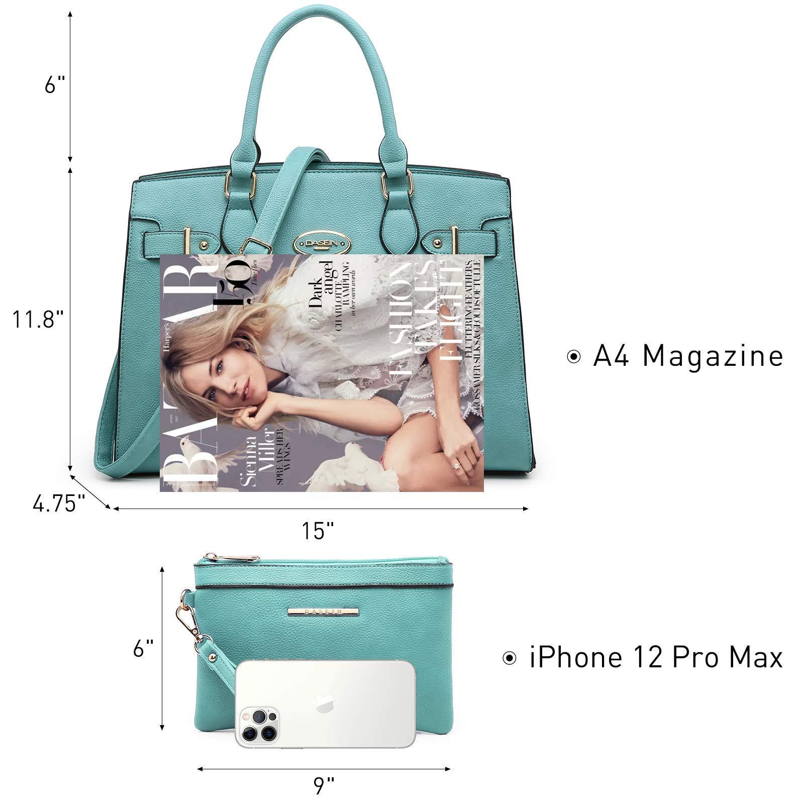 Ladies Shoulder Bag Top Handle Satchel Tote Work Bag with Matching Clutch l Dasein - Dasein Bags