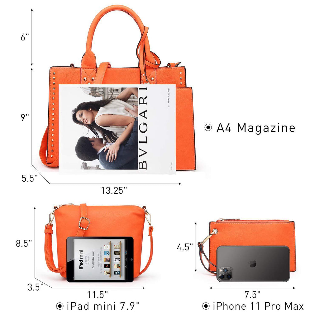 Studded 3-in-1 Top Handle Tote Handbag l Dasein - Dasein Bags