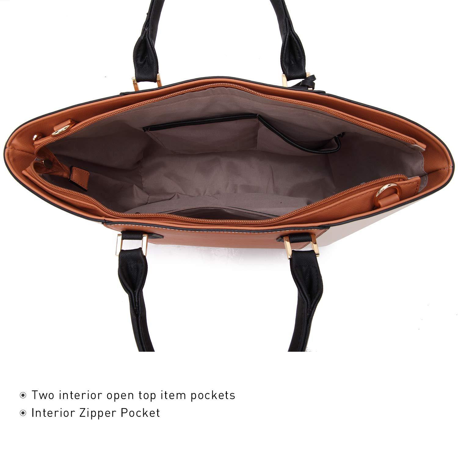 Fashion Stitching Color Large Tote Bag with Matching Wallet l Dasein - Dasein Bags