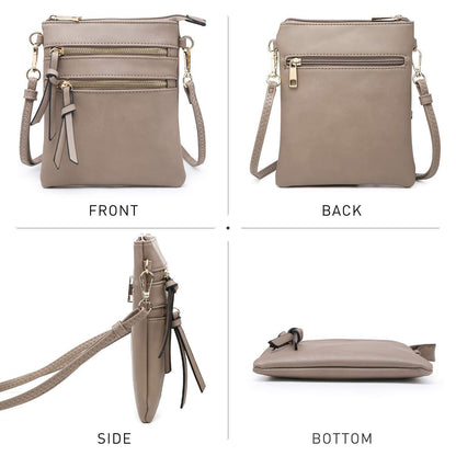 Lightweight Functional Multi Pocket Vegan Leather Shoulder Crossbody Bag l Dasein - Dasein Bags