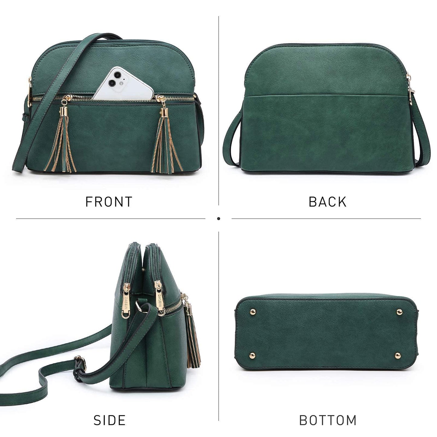 Tassel Front Zipper Crossbody Bag - Dasein Bags