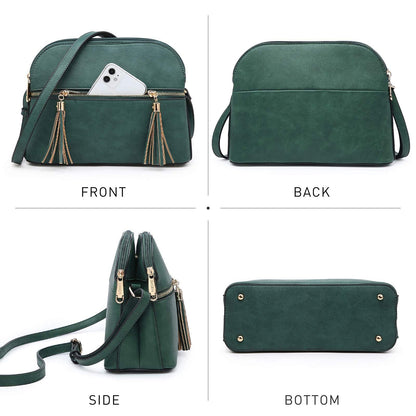 Tassel Front Zipper Crossbody Bag - Dasein Bags