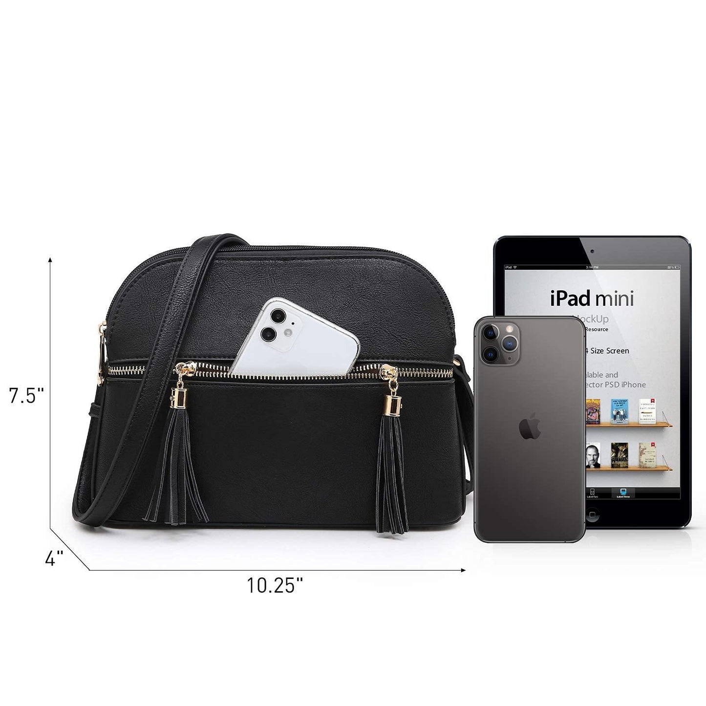 Tassel Front Zipper Crossbody Bag - Dasein Bags