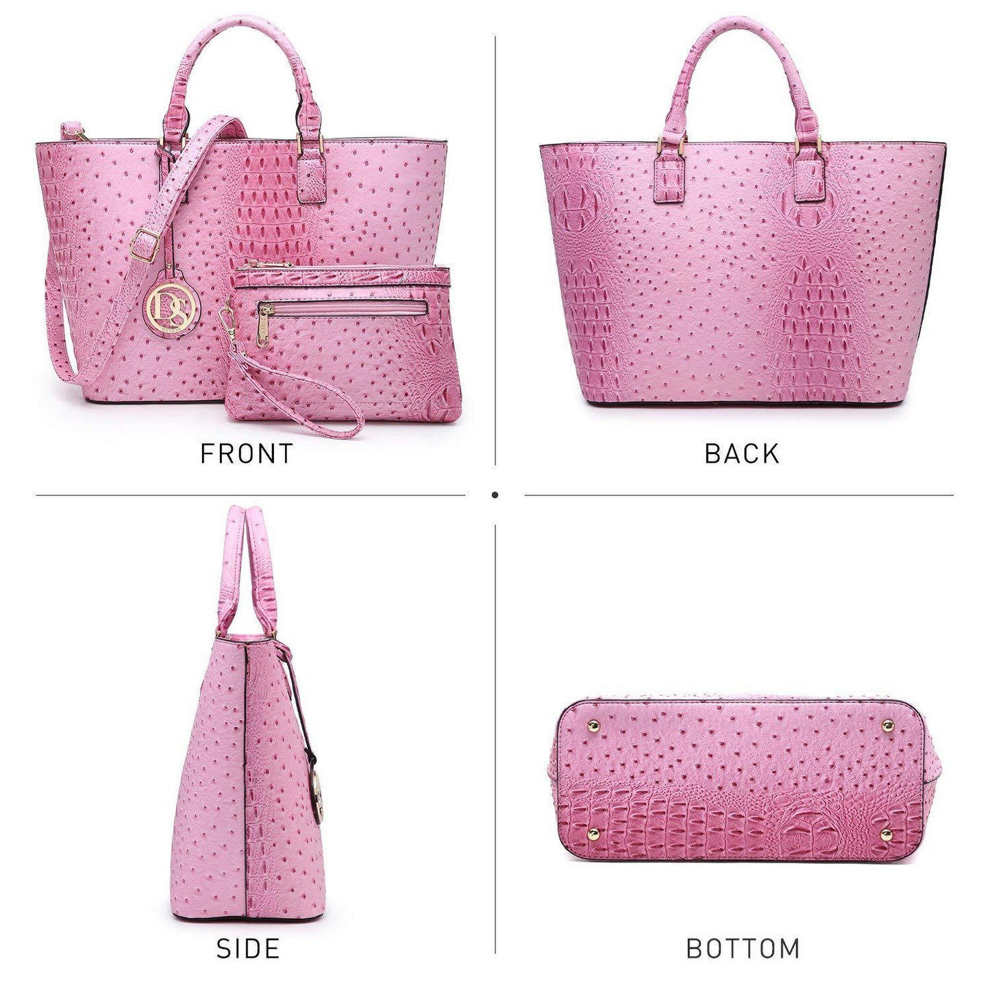 Fashion Embossed Pattern Tote with Matching Wallet - Dasein Bags