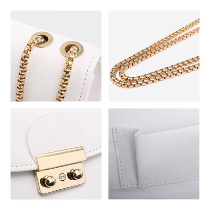 Push Lock Lightweight Vegan Leather Crossbody Bag With Chain Strap By Dasein - Dasein Bags