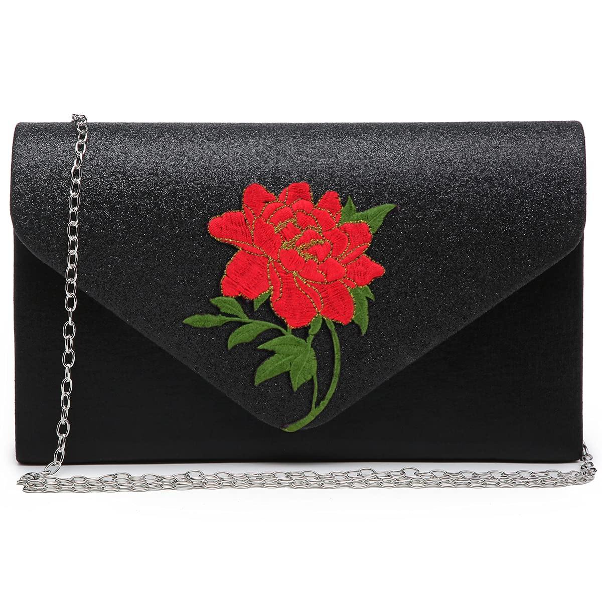 Women Flower Evening Bags Clutch Handbags Wedding Party Prom Envelope Purses - Dasein Bags