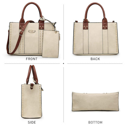 Studded 3-in-1 Top Handle Tote Handbag l Dasein - Dasein Bags