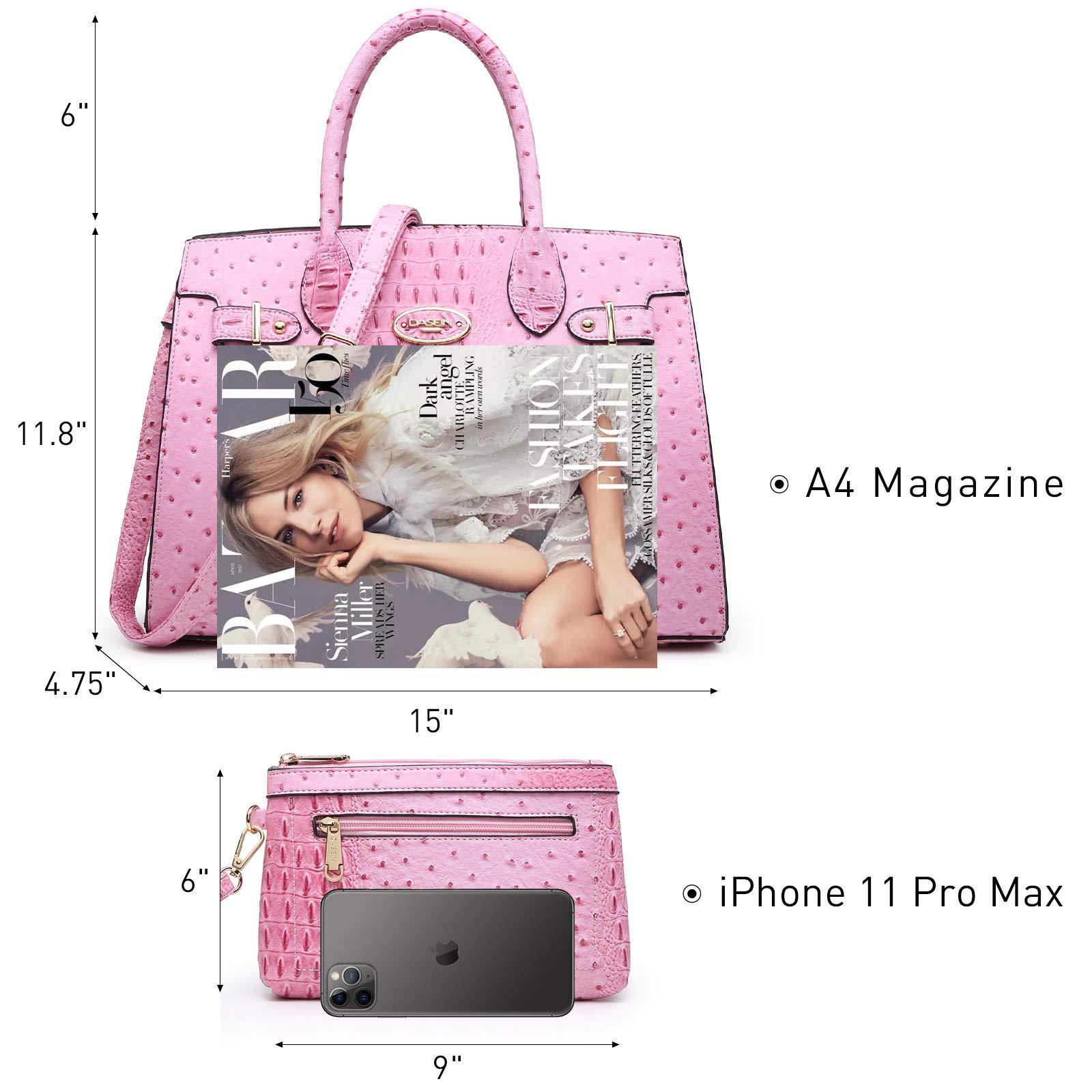 Fashion embossed Shoulder Top Handle Satchel Tote Bag with Matching Clutch l Dasein - Dasein Bags