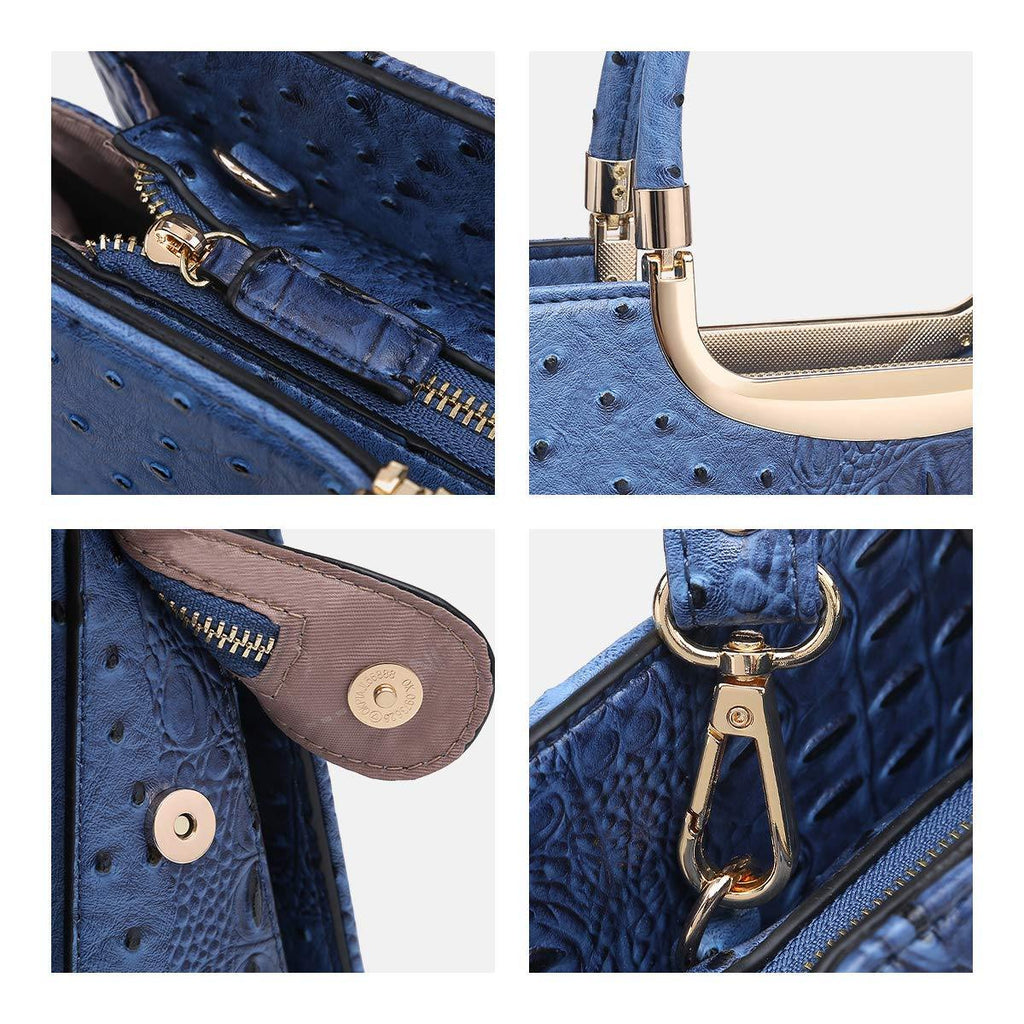 Embossed Pattern Top Handle Handbag with Matching Wallet - Dasein Bags