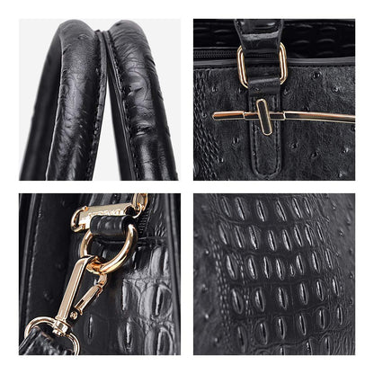 Fashion Embossed Pattern Two Tone Handbag with Matching Wallet l Dasein - Dasein Bags