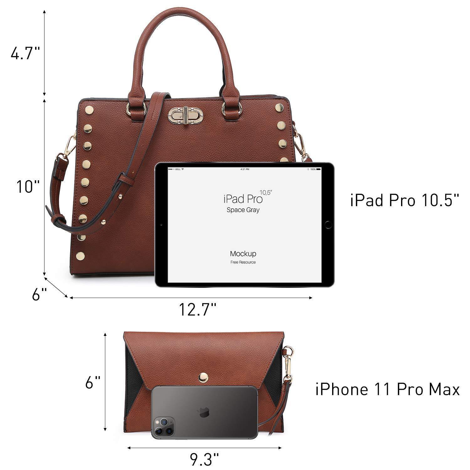 Studded Handbag with Matching Wristlet - Dasein Bags