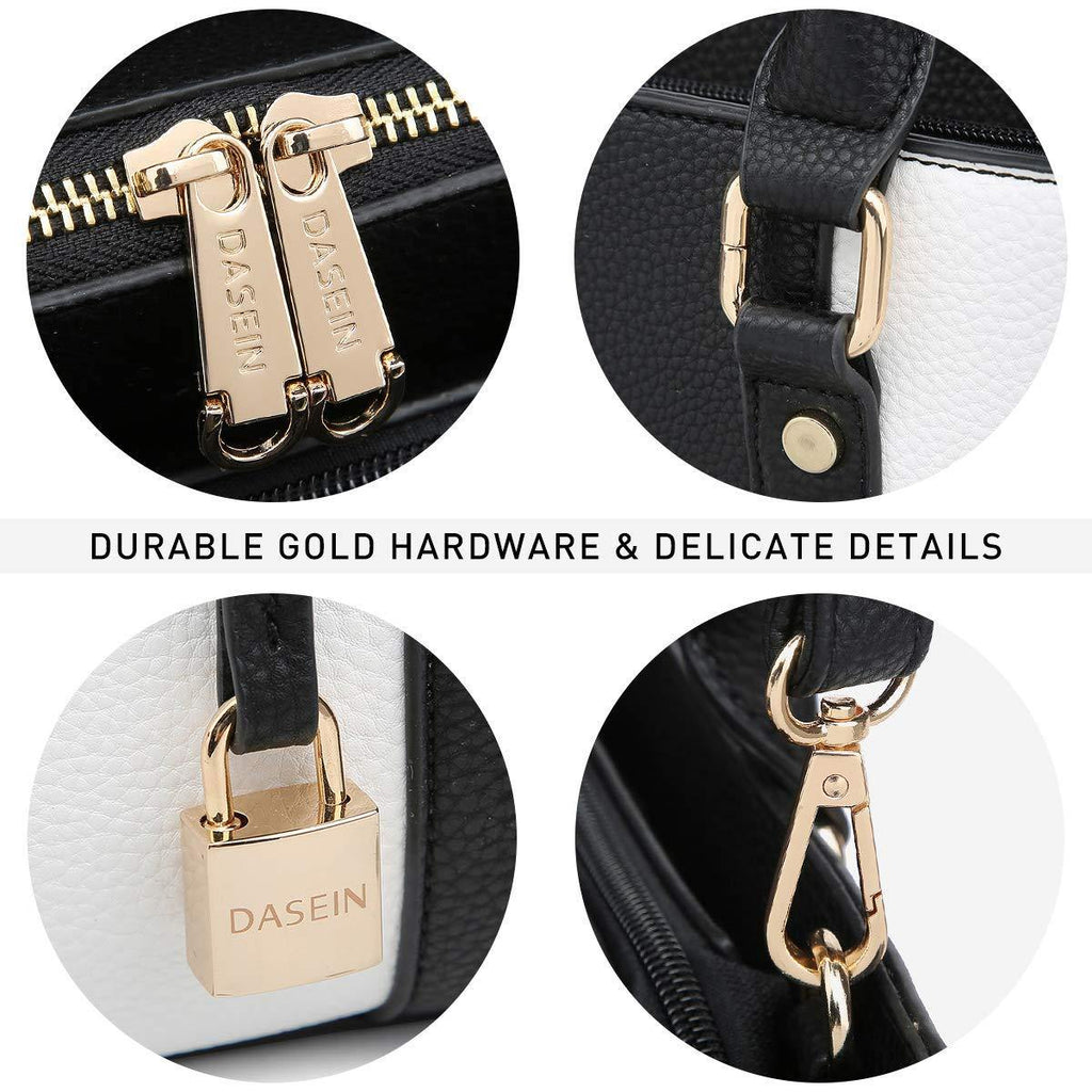 Padlock Two-Tone Satchel with Matching Wristlet - Dasein Bags