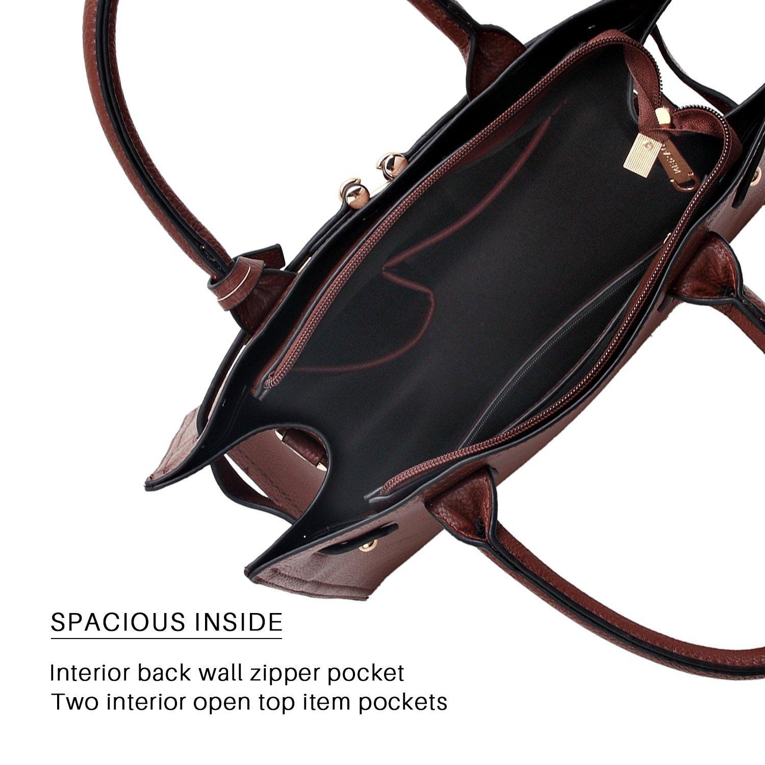 Women Satchel Purses Handbags Belted Top-Handle Work Tote Shoulder L Dasein Burgundy