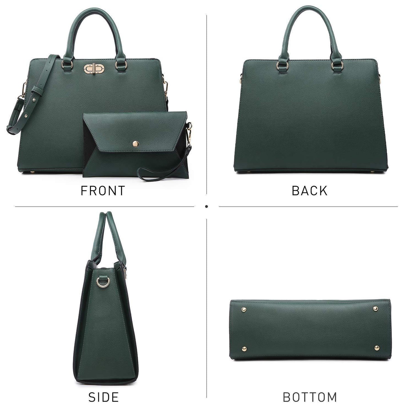 Twist Lock Handbag with Matching Wristlet - Dasein Bags