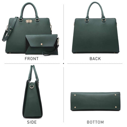 Twist Lock Handbag with Matching Wristlet - Dasein Bags