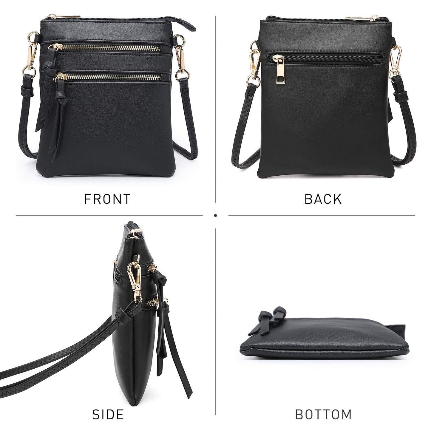 Lightweight Functional Multi Pocket Vegan Leather Shoulder Crossbody Bag l Dasein - Dasein Bags