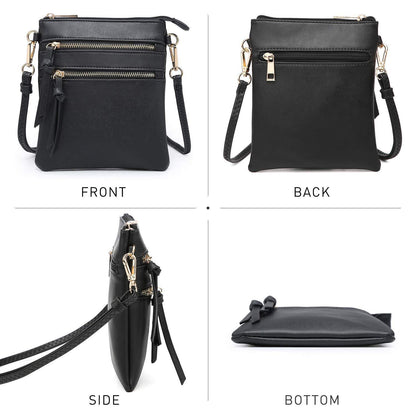 Lightweight Functional Multi Pocket Vegan Leather Shoulder Crossbody Bag l Dasein - Dasein Bags