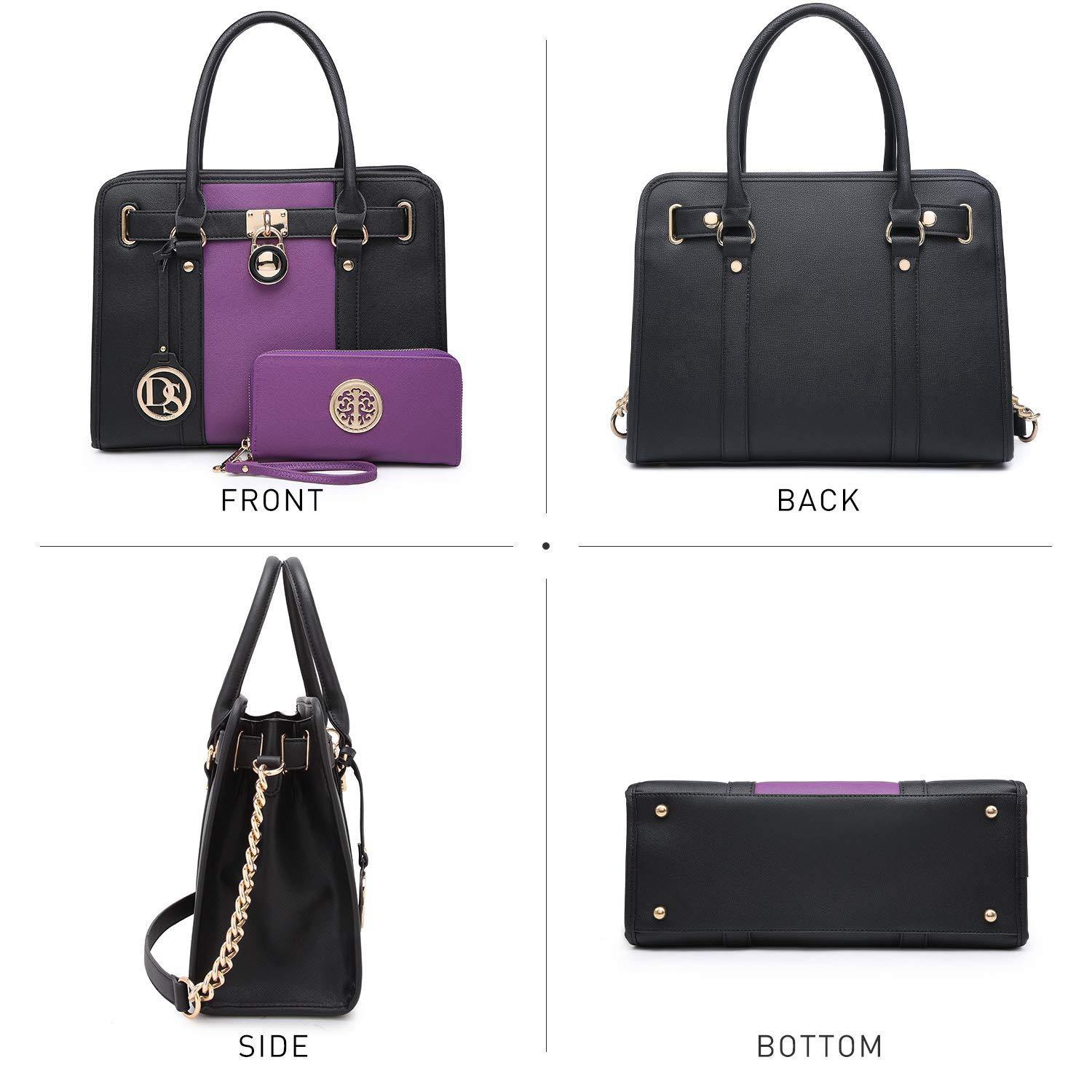 Two Tone Satchel Top Handle Bags Work Tote with Matching Wallet l Dasein - Dasein Bags