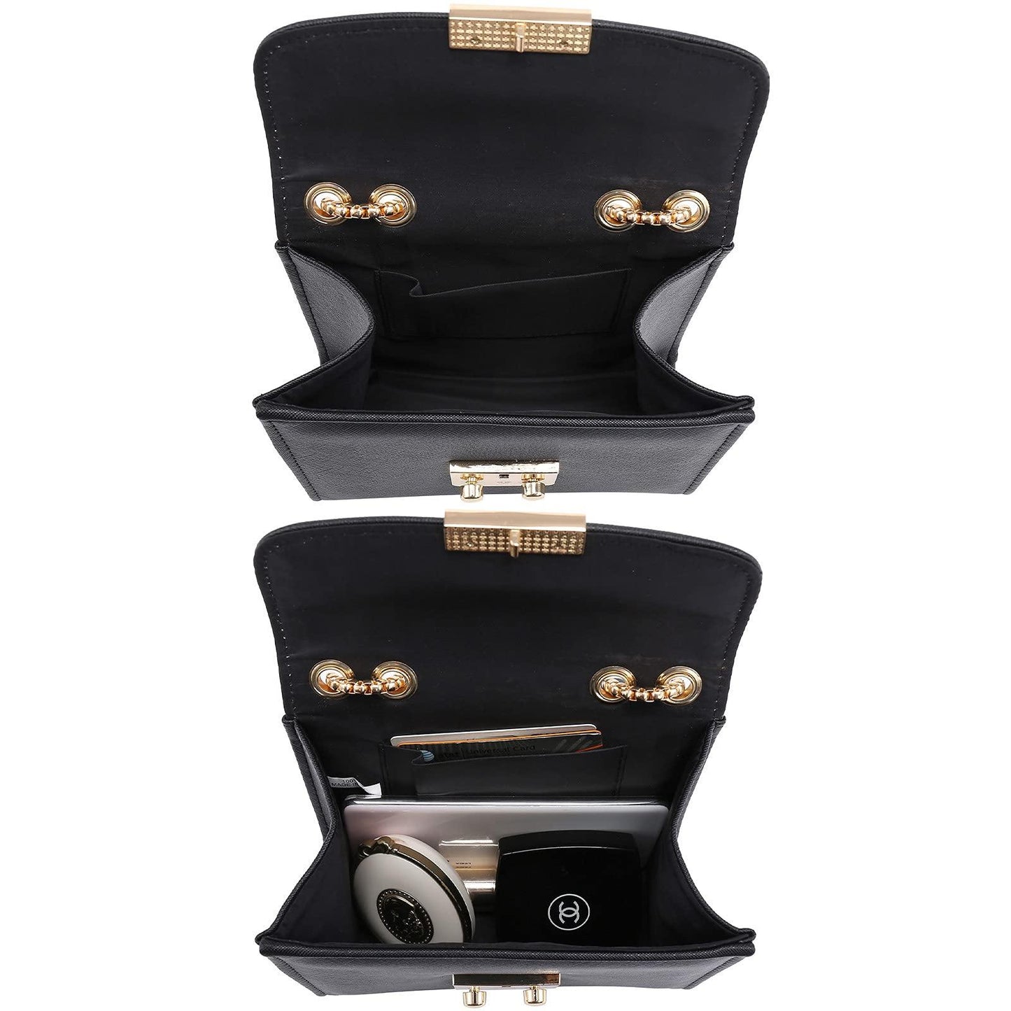 Push Lock Lightweight Vegan Leather Crossbody Bag With Chain Strap By Dasein - Dasein Bags