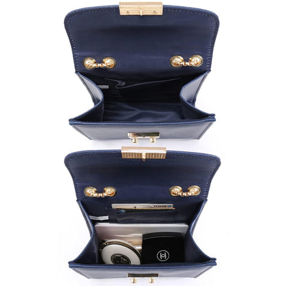 Push Lock Lightweight Vegan Leather Crossbody Bag With Chain Strap By Dasein - Dasein Bags