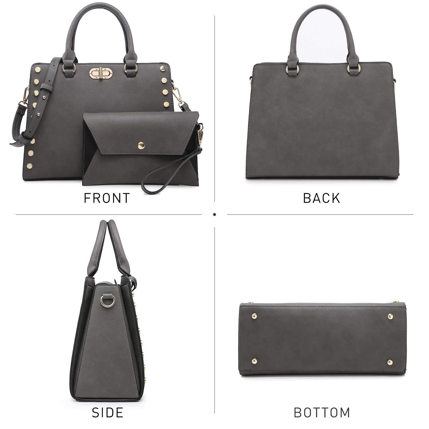 Studded Handbag with Matching Wristlet - Dasein Bags