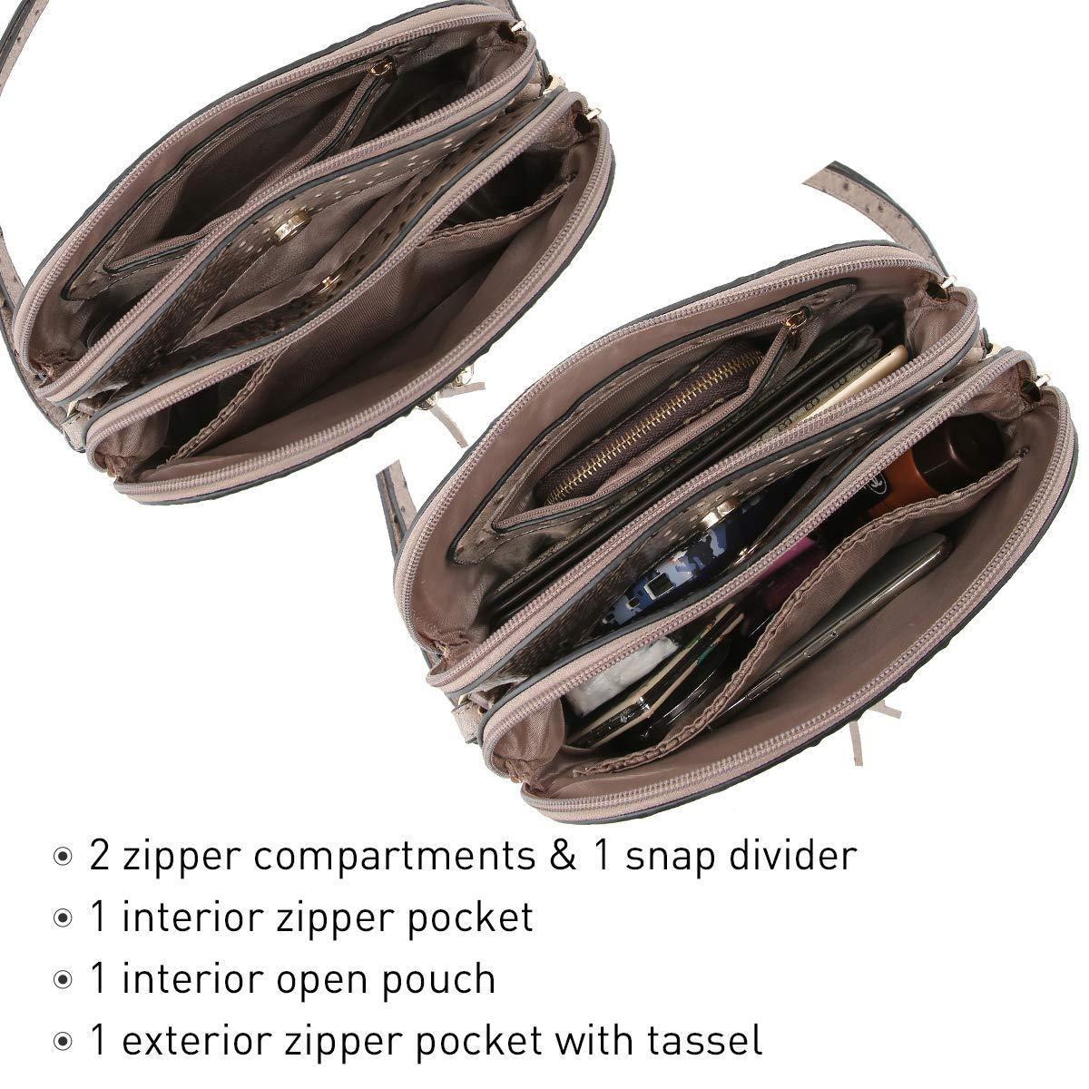 Fashion Embossed Pattern Tassel Crossbody Bag - Dasein Bags