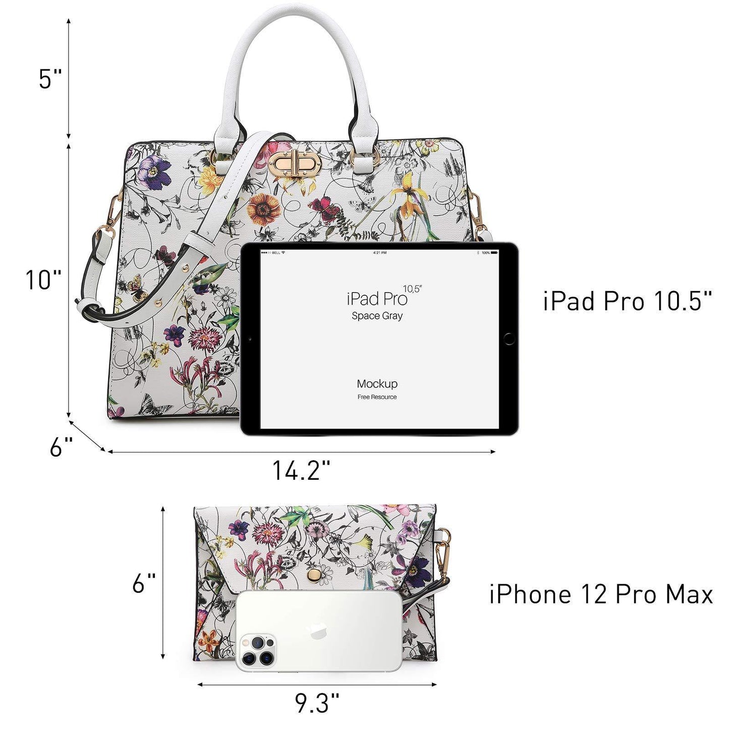 Twist Lock Handbag with Matching Wristlet - Dasein Bags