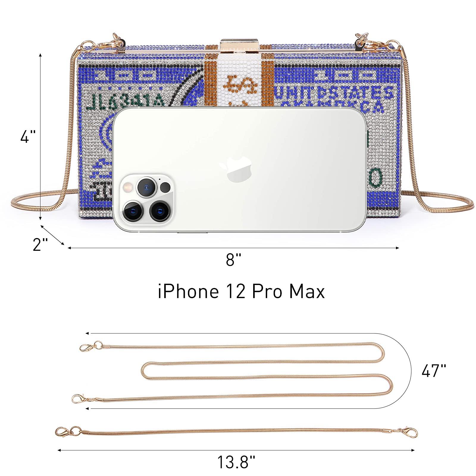 Stack of Cash Dollars Clutch Party Purse Crystal Evening Bag Cocktail for Women - Dasein Bags