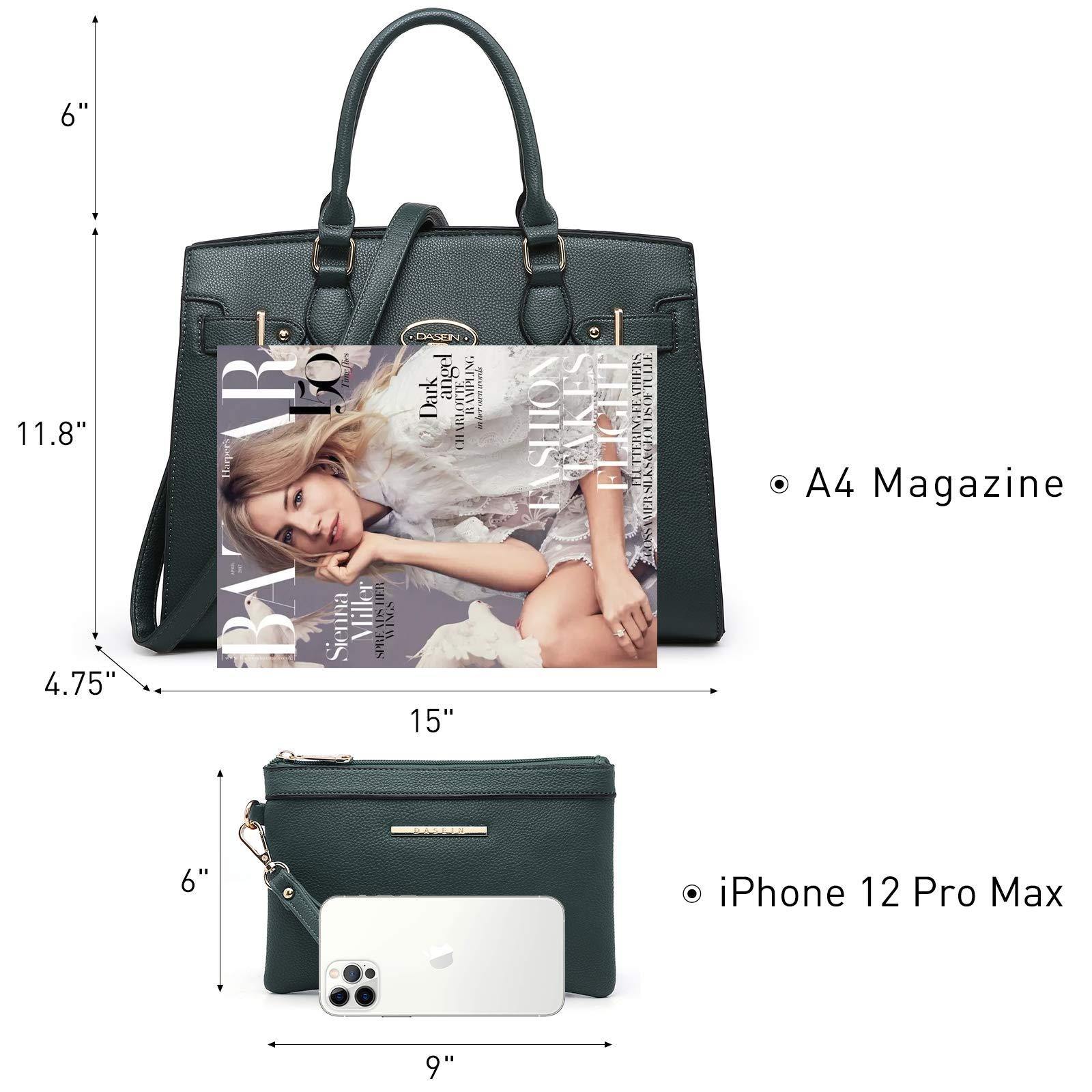 Ladies Shoulder Bag Top Handle Satchel Tote Work Bag with Matching Clutch l Dasein - Dasein Bags