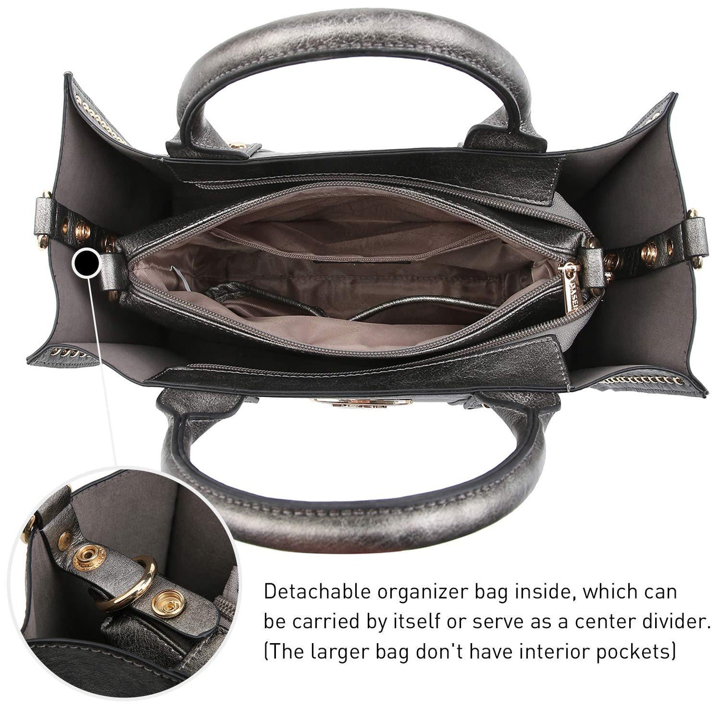 Studded 3-in-1 Top Handle Tote Handbag l Dasein - Dasein Bags