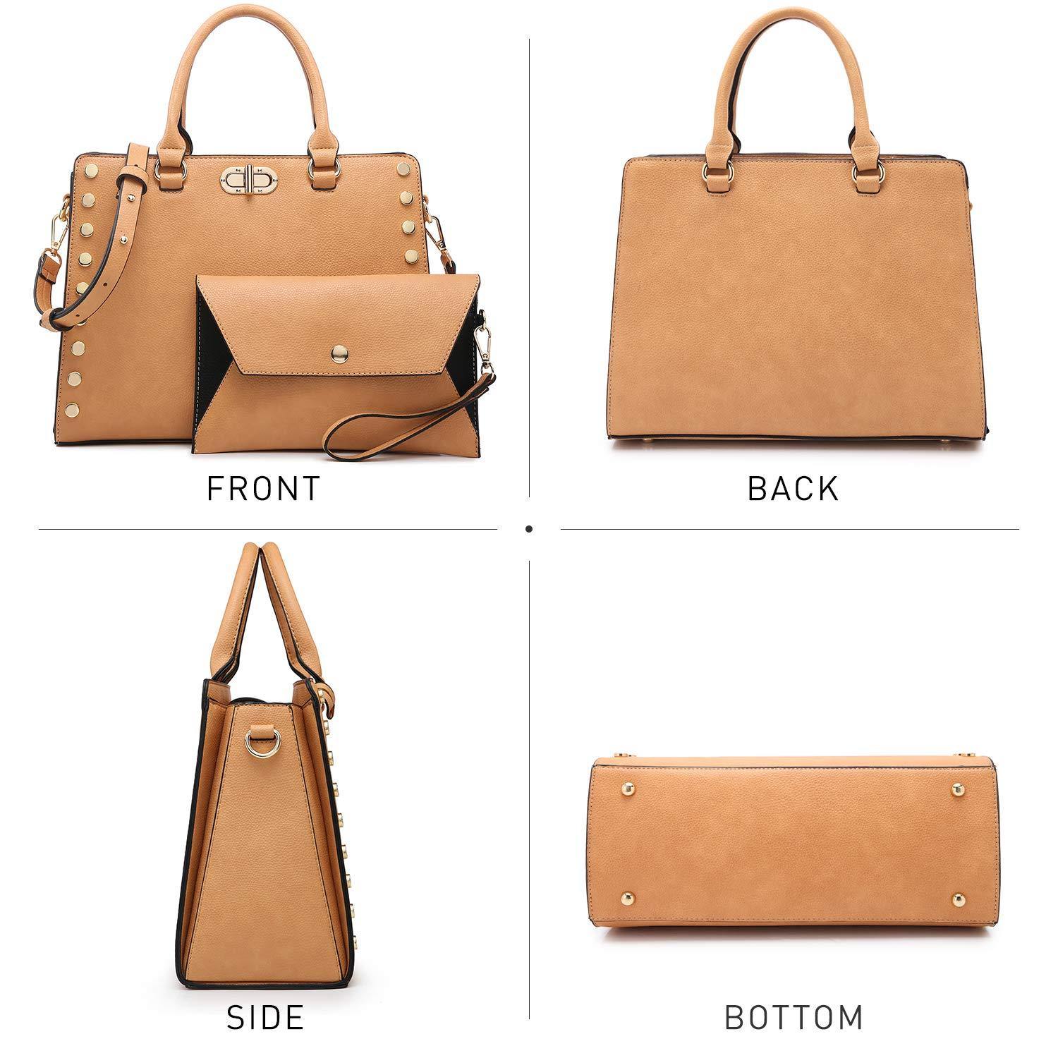 Studded Handbag with Matching Wristlet - Dasein Bags