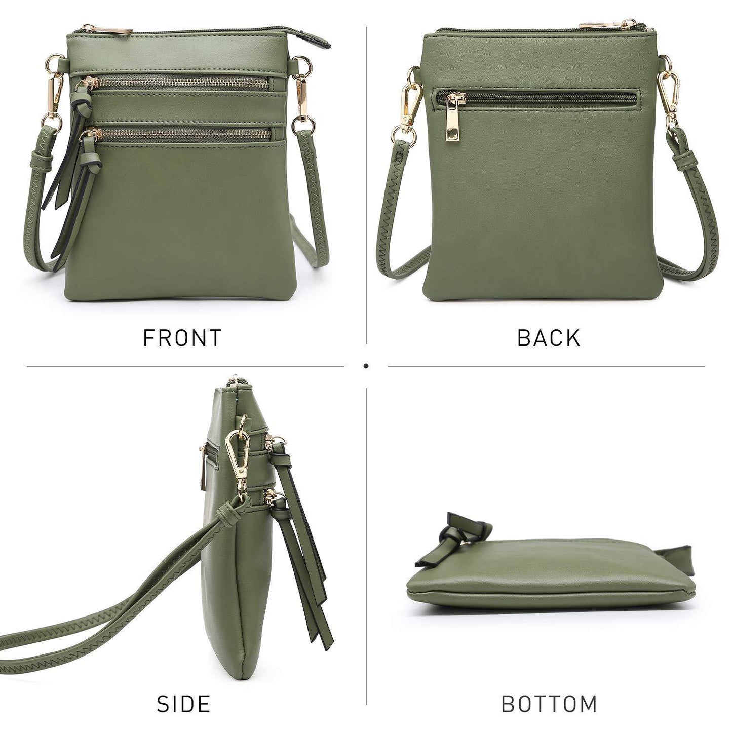 Lightweight Functional Multi Pocket Vegan Leather Shoulder Crossbody Bag l Dasein - Dasein Bags