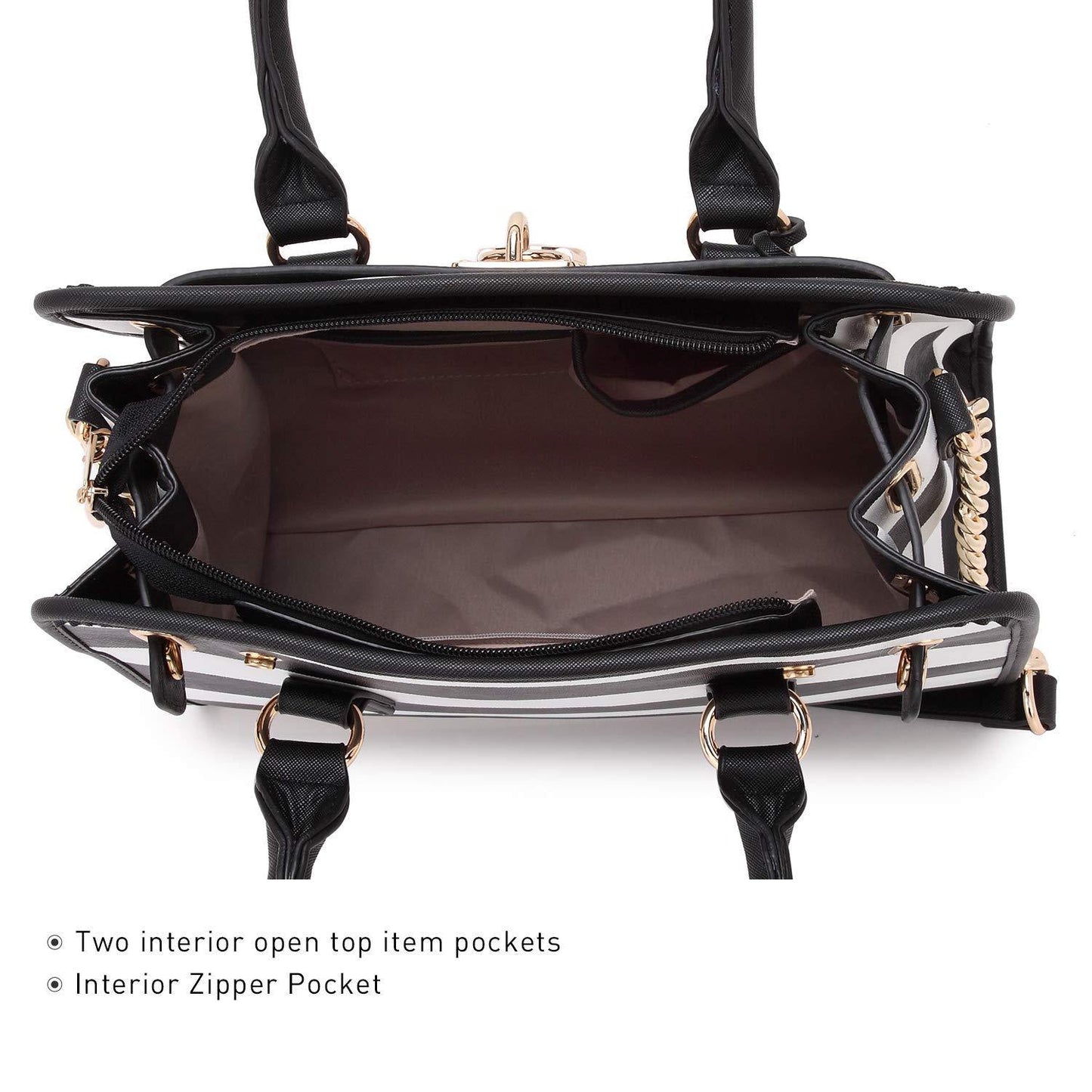 Two-Tone Handbag with Matching Wallet - Dasein Bags